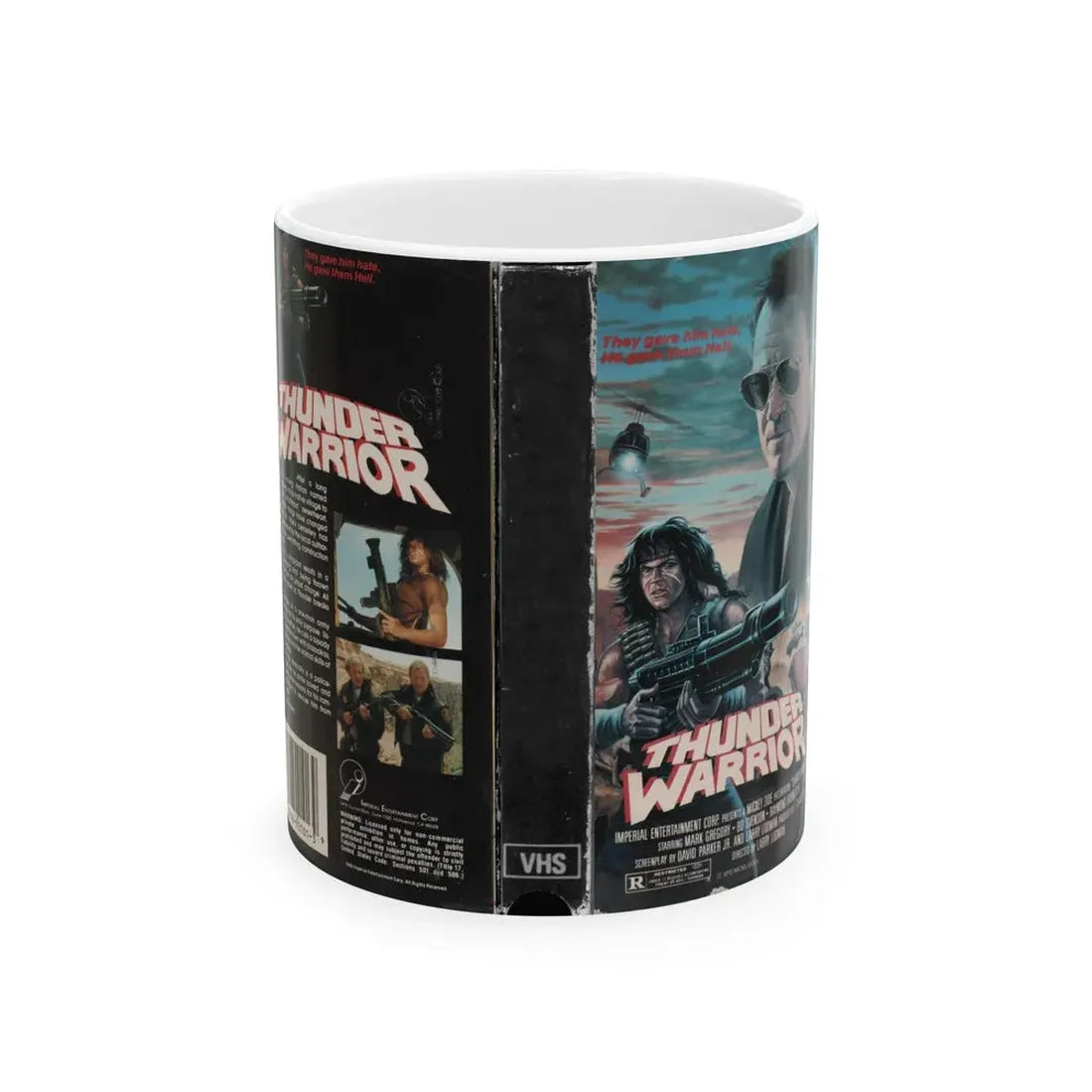 THUNDER WARRIOR (VHS COVER) - White Coffee Mug 11oz - Go Mug Yourself