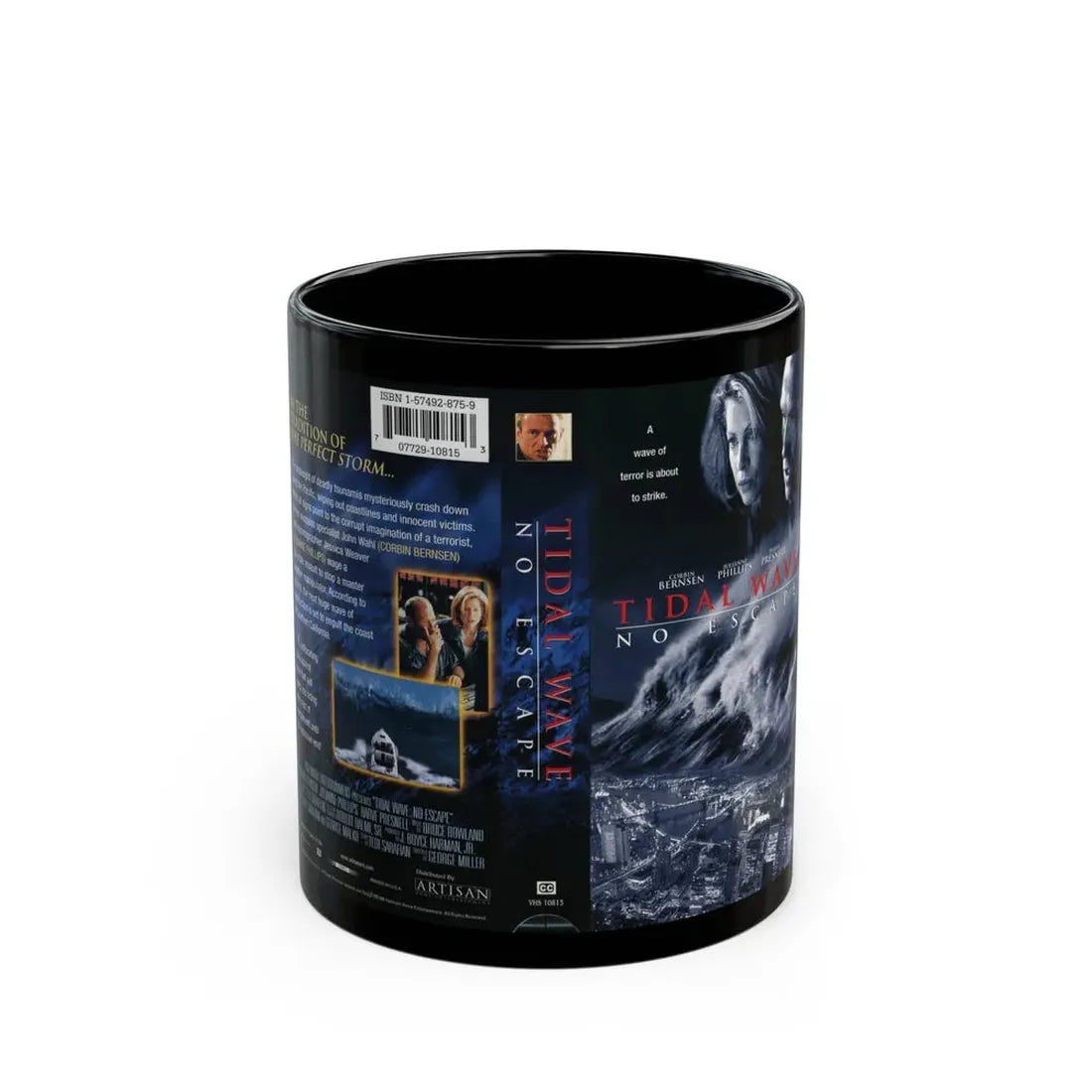 TIDAL WAVE NO ESCAPE (VHS COVER) - Black Coffee Mug 11oz - Go Mug Yourself