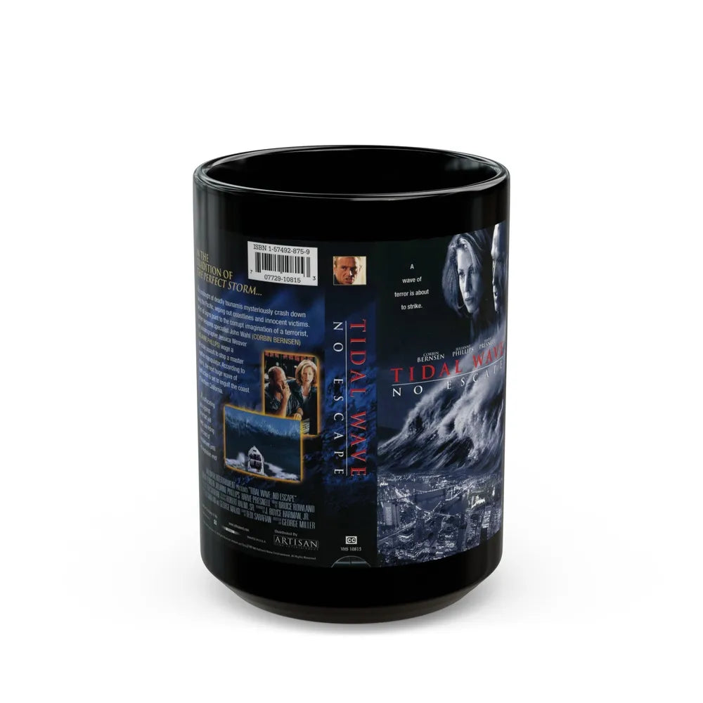 TIDAL WAVE NO ESCAPE (VHS COVER) - Black Coffee Mug-15oz-Go Mug Yourself