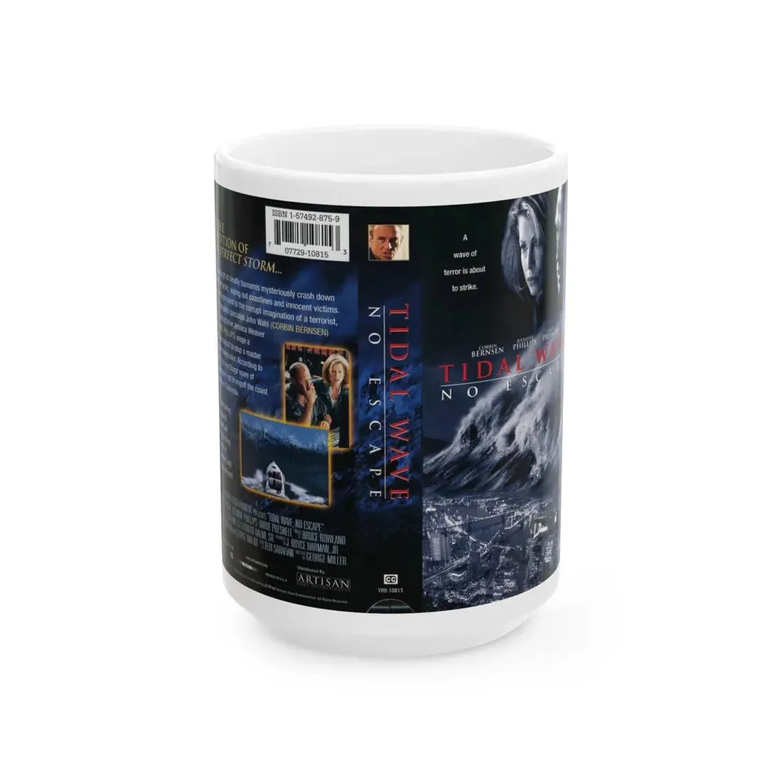 TIDAL WAVE NO ESCAPE (VHS COVER) - White Coffee Mug 15oz - Go Mug Yourself