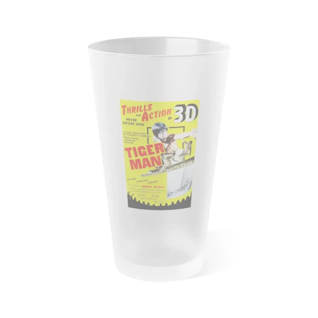 TIGER MAN 1983 Movie Poster - Frosted Pint Glass 16oz Default Title - Go Mug Yourself