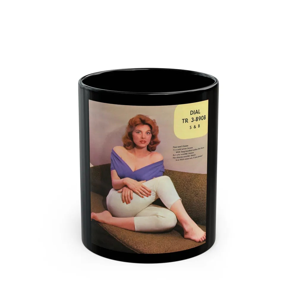 Tina Louise #102 (Vintage Female Icon) Black Coffee Mug-11oz-Go Mug Yourself