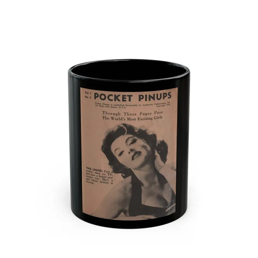 Tina Louise #119 -  Pocket Pin-Ups Mag. '55 (Vintage Female Icon) Black Coffee Mug 11oz - Go Mug Yourself
