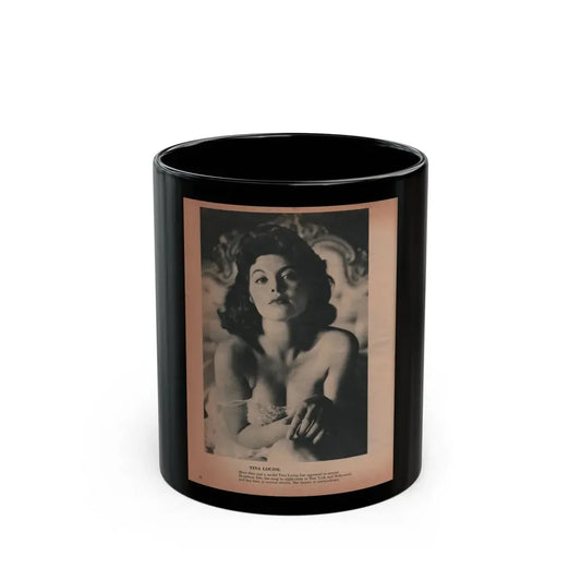 Tina Louise #123 - Bachelor Pin-Ups Issue #01 '57 - 1 B&W Photo,  Caption & Brief Article (Vintage Female Icon) Black Coffee Mug 11oz - Go Mug Yourself