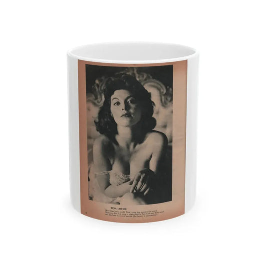 Tina Louise #123 - Bachelor Pin-Ups Issue #01 '57 - 1 B&W Photo,  Caption & Brief Article (Vintage Female Icon) White Coffee Mug 11oz - Go Mug Yourself