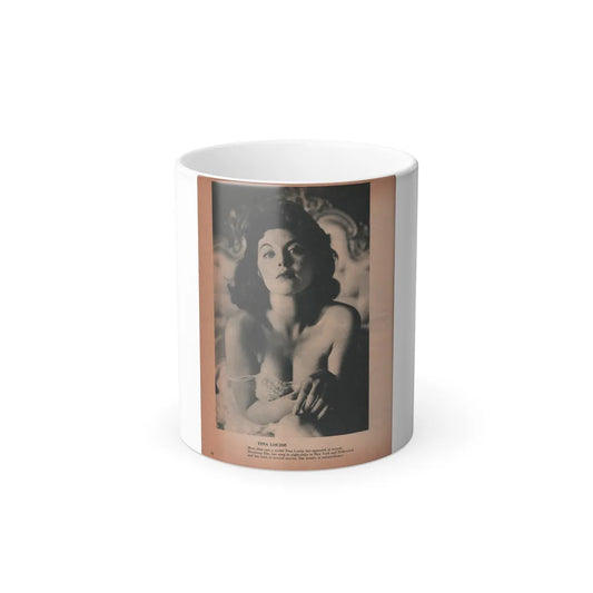 Tina Louise #123 - Bachelor Pin-Ups Issue #01 '57 - 1 B&W Photo, Caption & Brief Article (Vintage Female Icons) Color Changing Mug 11oz-11oz-Go Mug Yourself