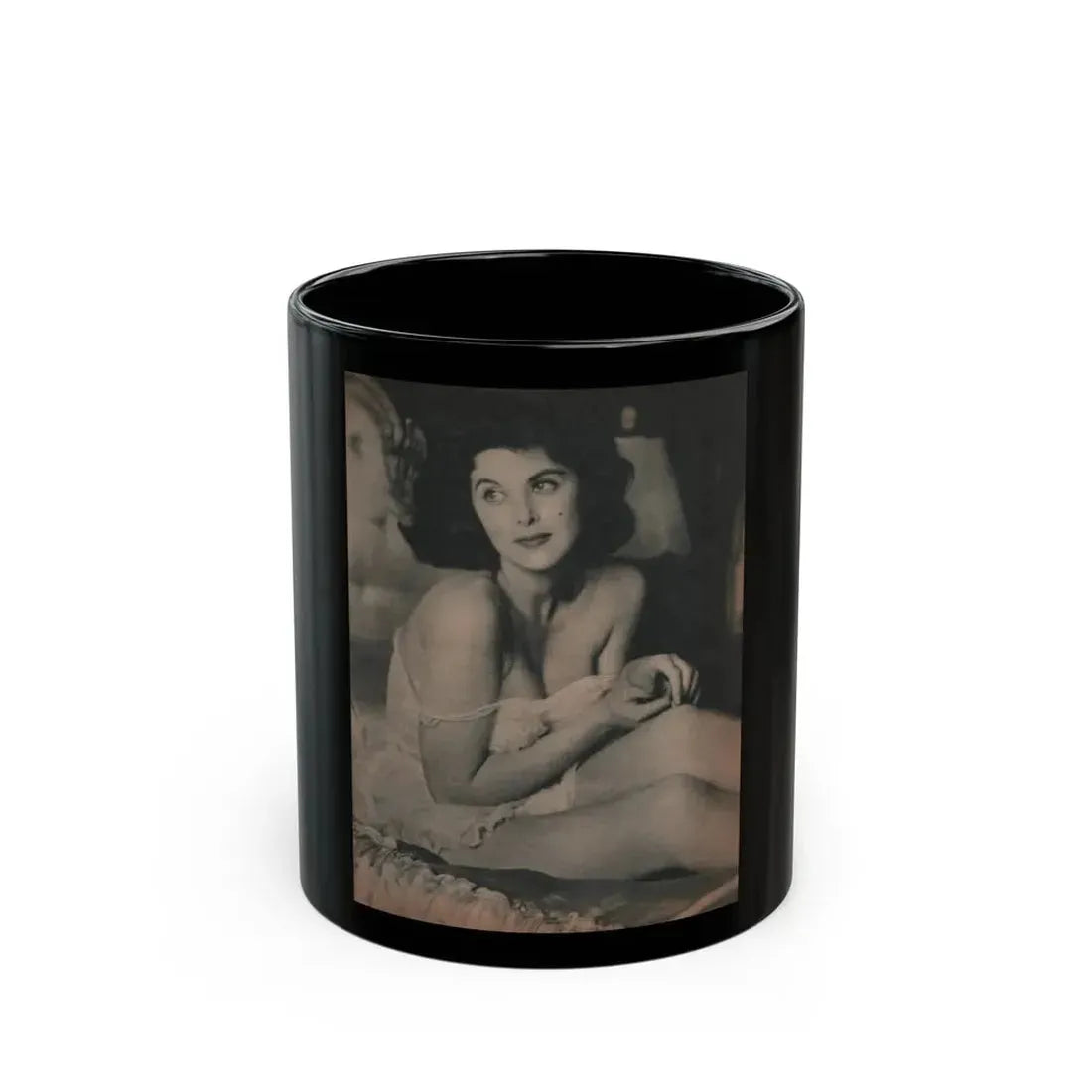 Tina Louise #124 - Bachelor Pin-Ups Issue #01 '57 - 1 B&W Photo (Vintage Female Icon) Black Coffee Mug 11oz - Go Mug Yourself