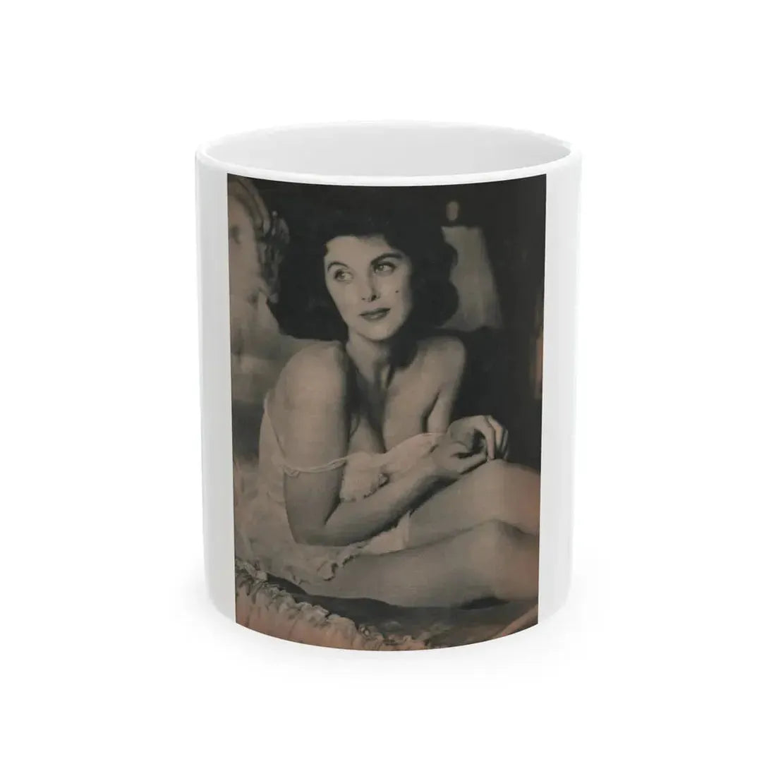Tina Louise #124 - Bachelor Pin-Ups Issue #01 '57 - 1 B&W Photo (Vintage Female Icon) White Coffee Mug 11oz - Go Mug Yourself