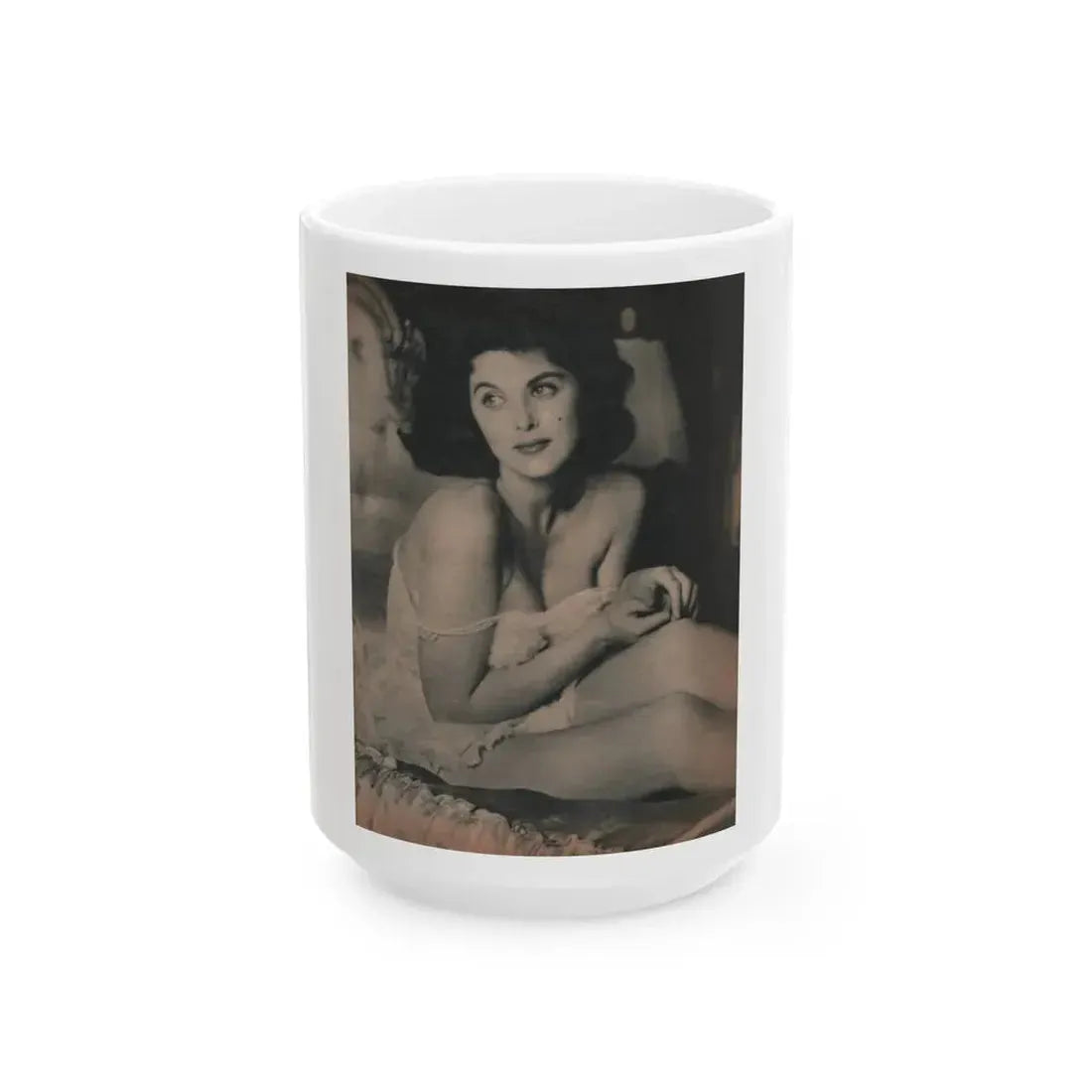 Tina Louise #124 - Bachelor Pin-Ups Issue #01 '57 - 1 B&W Photo (Vintage Female Icon) White Coffee Mug 15oz - Go Mug Yourself
