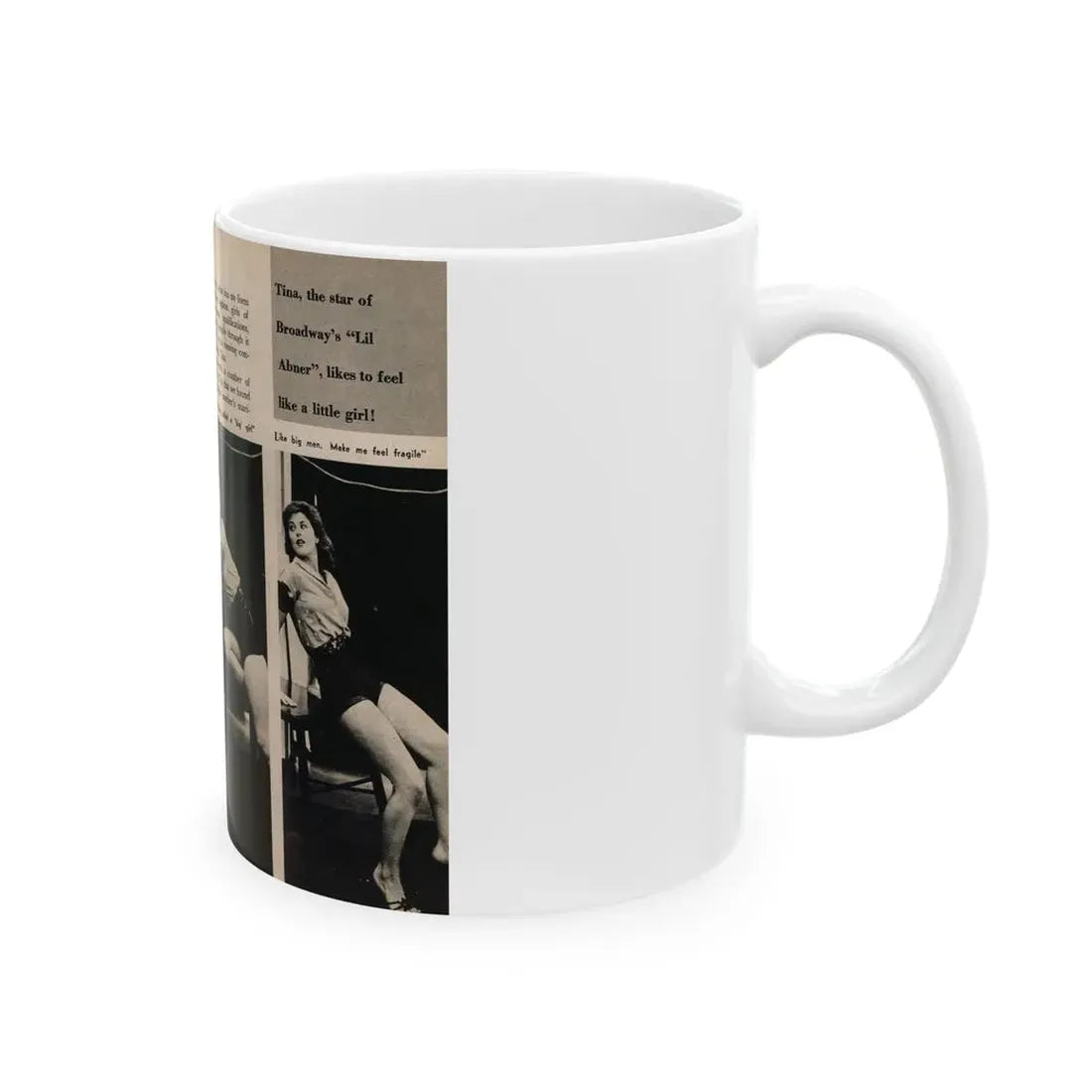 Tina Louise #131 - 2 Pages, 3 B&W Photos, Short Article & Captions from Foto-rama Digest Mag. May '58 (Vintage Female Icon) White Coffee Mug - Go Mug Yourself