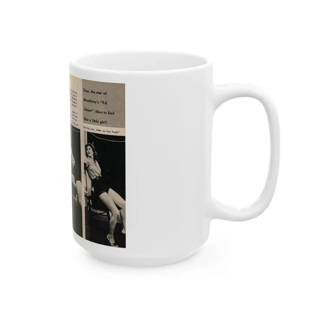 Tina Louise #131 - 2 Pages, 3 B&W Photos, Short Article & Captions from Foto-rama Digest Mag. May '58 (Vintage Female Icon) White Coffee Mug - Go Mug Yourself
