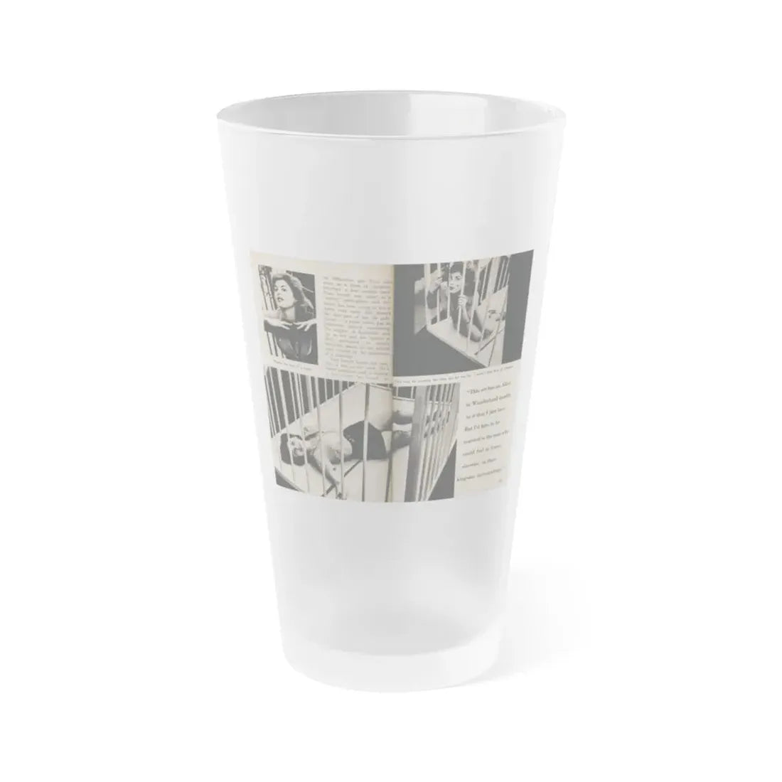 Tina Louise #132 - 2 Pages, 3 B&W Photos, Short Article Cont. & Captions from Foto-rama Digest Mag. May '58 (Vintage Female Icon) Frosted Pint Glass 16oz 16oz Frosted - Go Mug Yourself