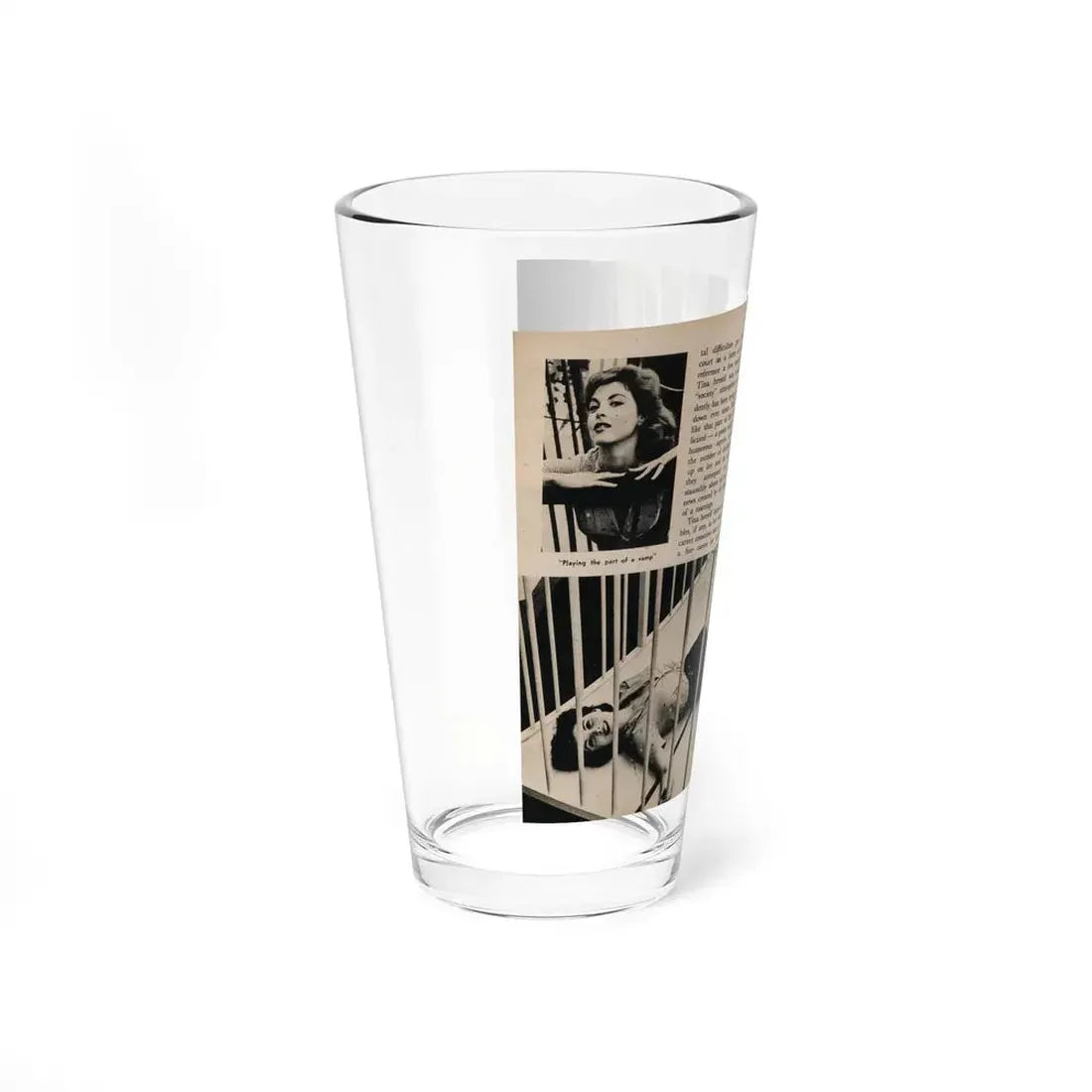 Tina Louise #132 - 2 Pages, 3 B&W Photos, Short Article Cont. & Captions from Foto-rama Digest Mag. May '58 (Vintage Female Icon) Pint Glass 16oz - Go Mug Yourself