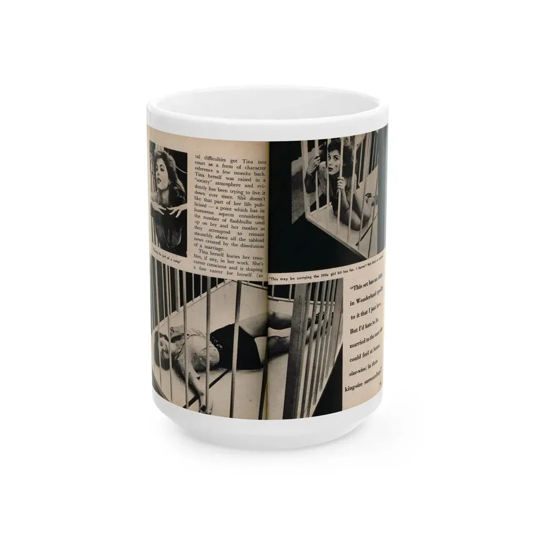 Tina Louise #132 - 2 Pages, 3 B&W Photos, Short Article Cont. & Captions from Foto-rama Digest Mag. May '58 (Vintage Female Icon) White Coffee Mug 15oz - Go Mug Yourself