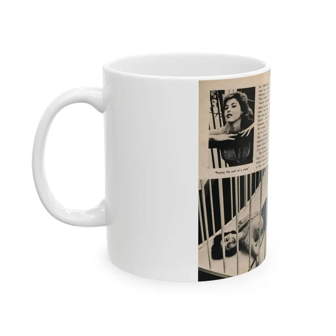 Tina Louise #132 - 2 Pages, 3 B&W Photos, Short Article Cont. & Captions from Foto-rama Digest Mag. May '58 (Vintage Female Icon) White Coffee Mug - Go Mug Yourself