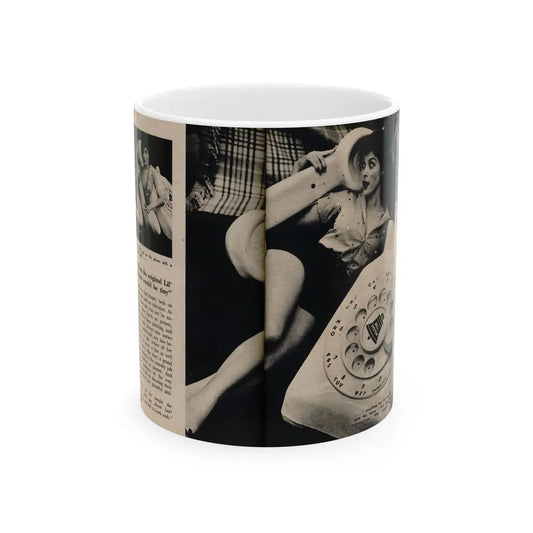 Tina Louise #133 - 2 Pages, 2 B&W Photos, Short Article End & Captions from Foto-rama Digest Mag. May '58 (Vintage Female Icon) White Coffee Mug 11oz - Go Mug Yourself