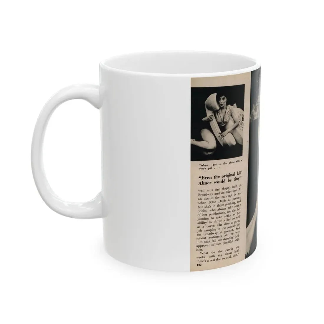 Tina Louise #133 - 2 Pages, 2 B&W Photos, Short Article End & Captions from Foto-rama Digest Mag. May '58 (Vintage Female Icon) White Coffee Mug - Go Mug Yourself