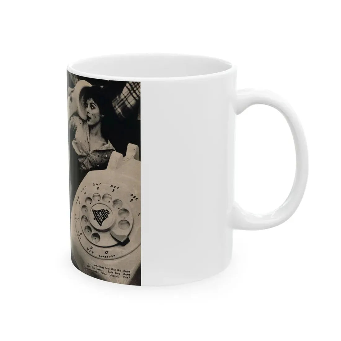 Tina Louise #133 - 2 Pages, 2 B&W Photos, Short Article End & Captions from Foto-rama Digest Mag. May '58 (Vintage Female Icon) White Coffee Mug - Go Mug Yourself