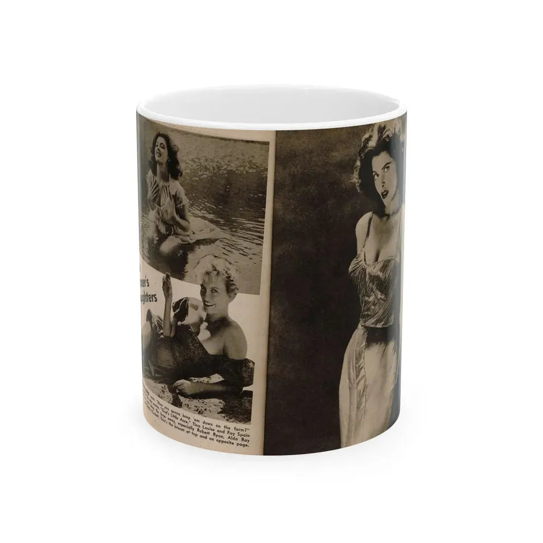Tina Louise #134 - 2 Pages, 2 B&W Photos from PIC Digest Mag. September '58 (Vintage Female Icon) White Coffee Mug - Go Mug Yourself