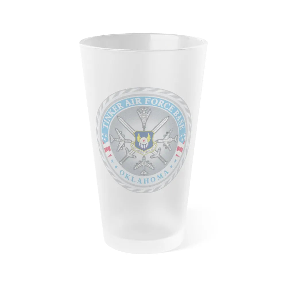 Tinker AF Base (U.S. Air Force) Frosted Pint Glass 16oz-Go Mug Yourself