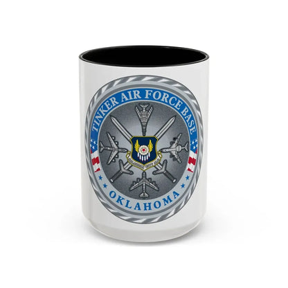Tinker AF Base (U.S. Air Force) Accent Coffee Mug 15oz Black - Go Mug Yourself