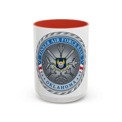 Tinker AF Base (U.S. Air Force) Accent Coffee Mug 15oz Red - Go Mug Yourself