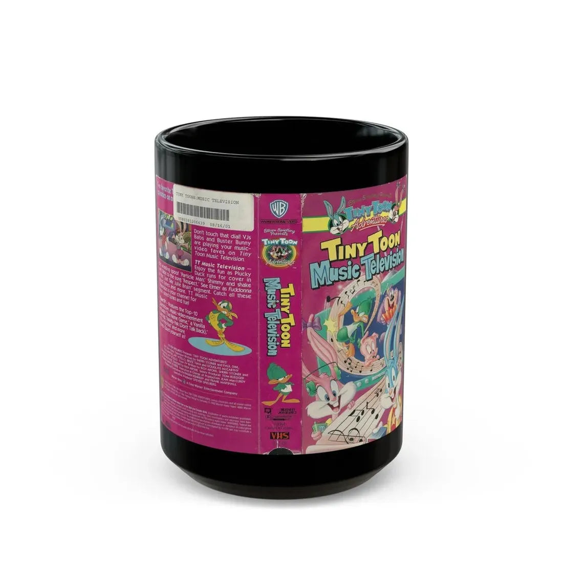 TINY TOON MUSIC TELEVISION (VHS COVER) - Black Coffee Mug 15oz - Go Mug Yourself
