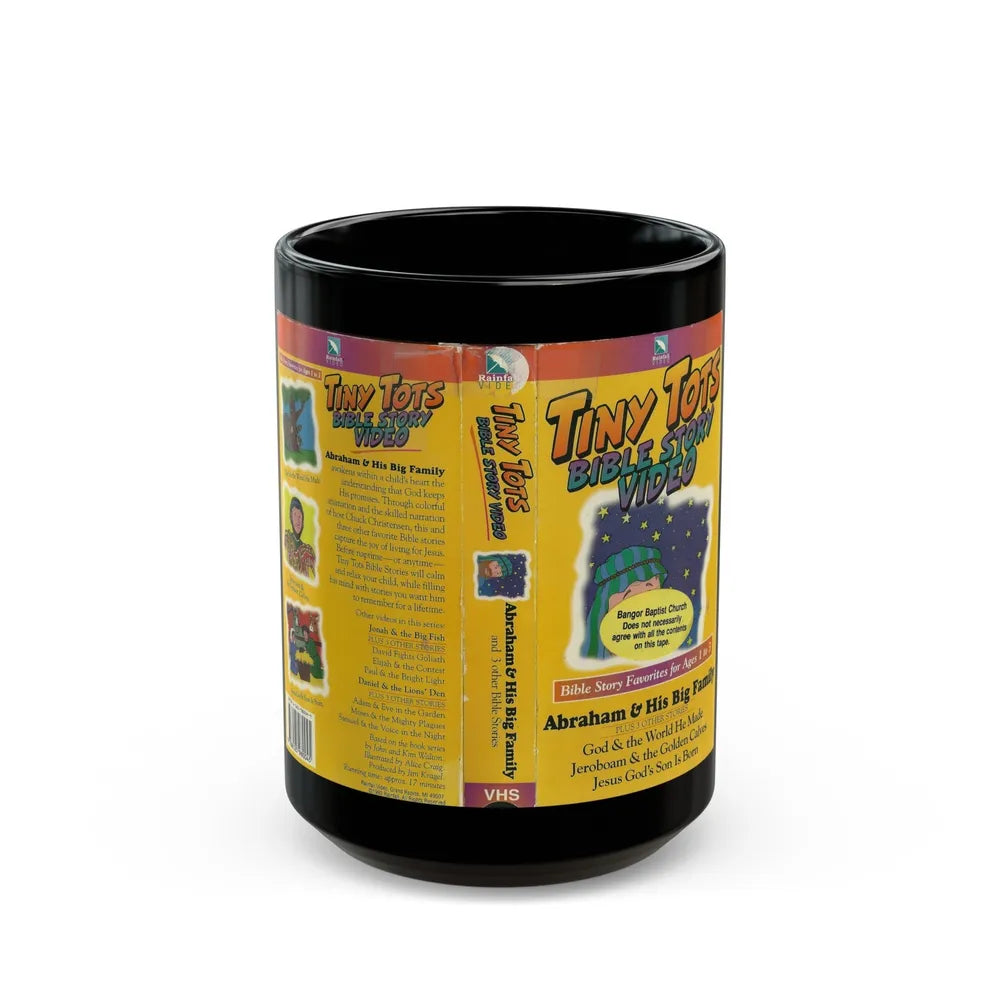 TINY TOTS BIBLE STORY VIDEO (VHS COVER) - Black Coffee Mug-15oz-Go Mug Yourself