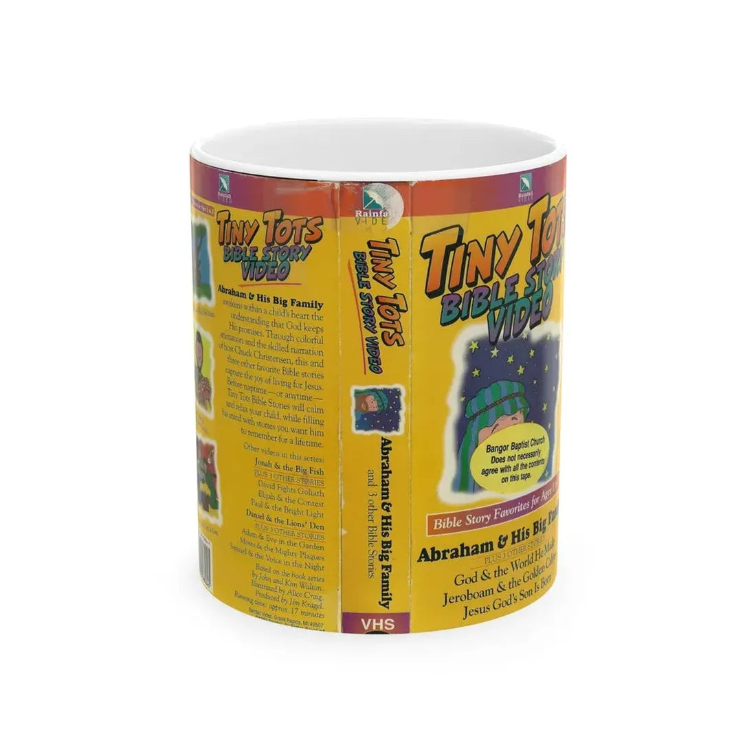 TINY TOTS BIBLE STORY VIDEO (VHS COVER) - White Coffee Mug 11oz - Go Mug Yourself