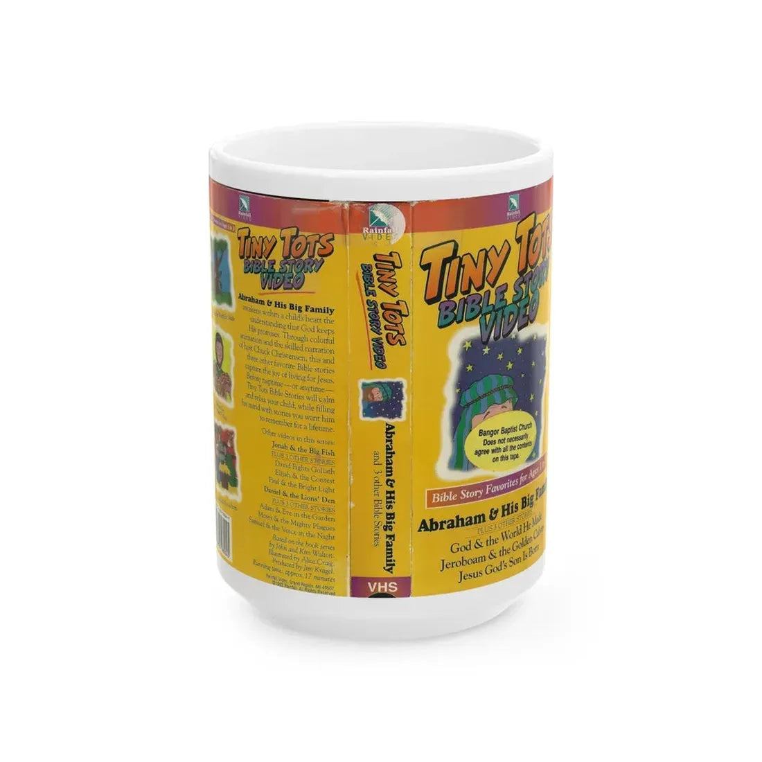 TINY TOTS BIBLE STORY VIDEO (VHS COVER) - White Coffee Mug 15oz - Go Mug Yourself