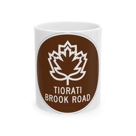 Tiorati Brook Road (New York) (Road Sign) White Coffee Mug 11oz - Go Mug Yourself