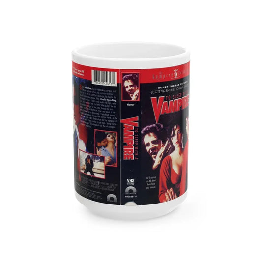 TO SLEEP WITH A VAMPIRE (VHS COVER) - White Coffee Mug 15oz - Go Mug Yourself