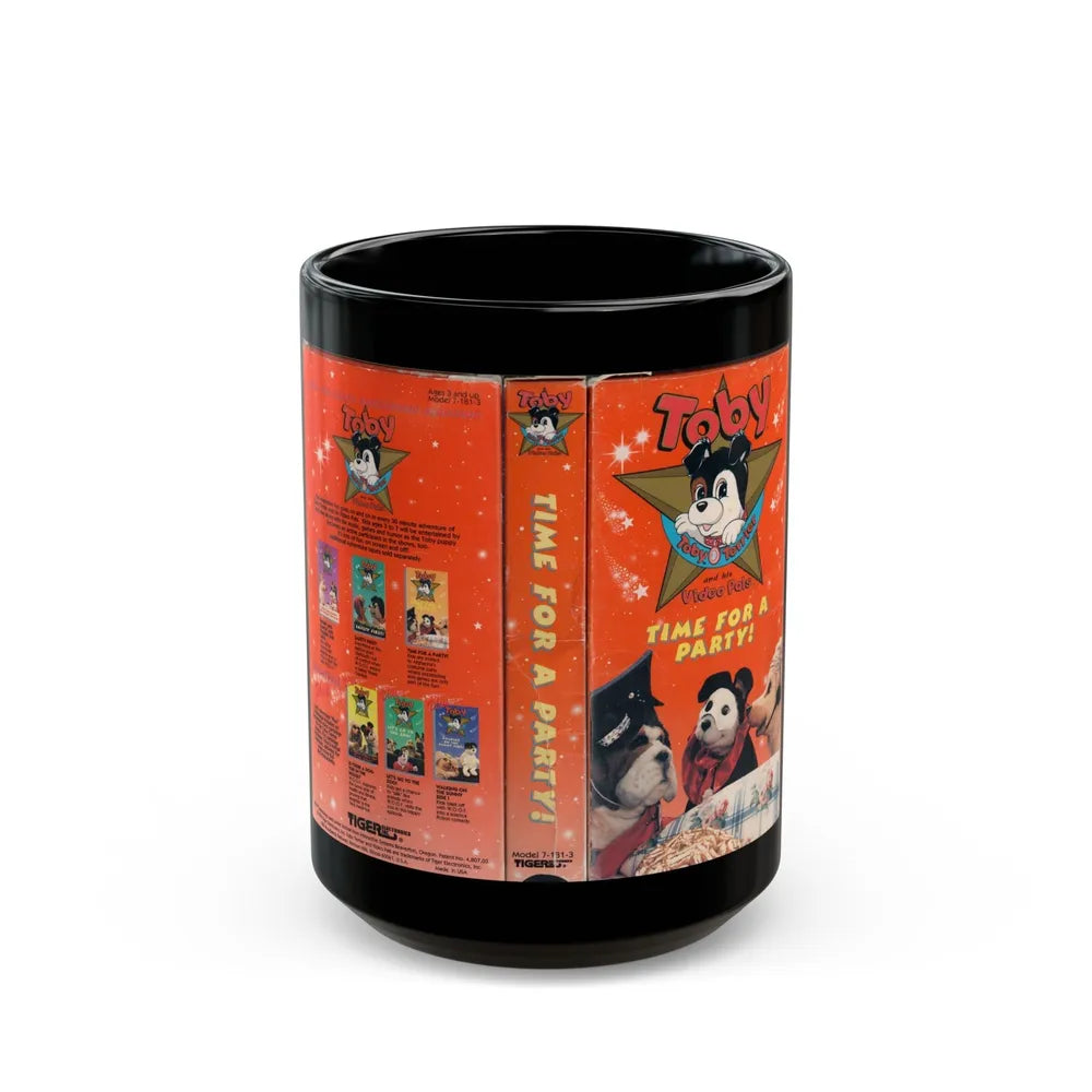 TOBY AND HIS VIDEO PALS TIME FOR A PARTY (VHS COVER) - Black Coffee Mug-15oz-Go Mug Yourself