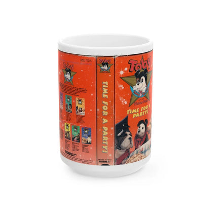 TOBY AND HIS VIDEO PALS TIME FOR A PARTY (VHS COVER) - White Coffee Mug-15oz-Go Mug Yourself