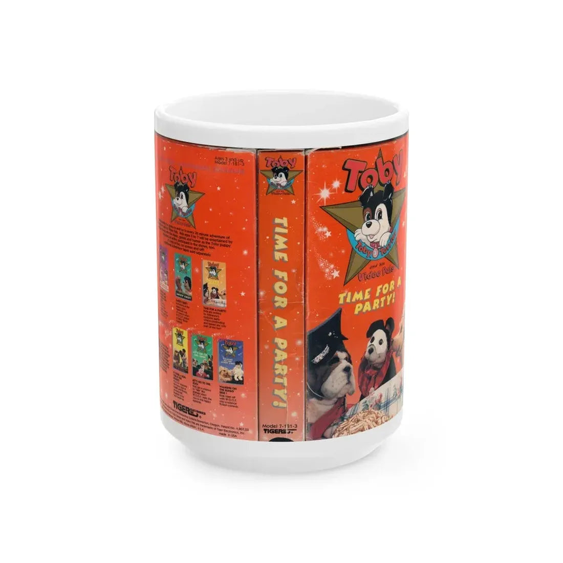 TOBY AND HIS VIDEO PALS TIME FOR A PARTY (VHS COVER) - White Coffee Mug 15oz - Go Mug Yourself