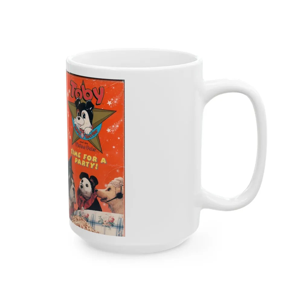 TOBY AND HIS VIDEO PALS TIME FOR A PARTY (VHS COVER) - White Coffee Mug-Go Mug Yourself