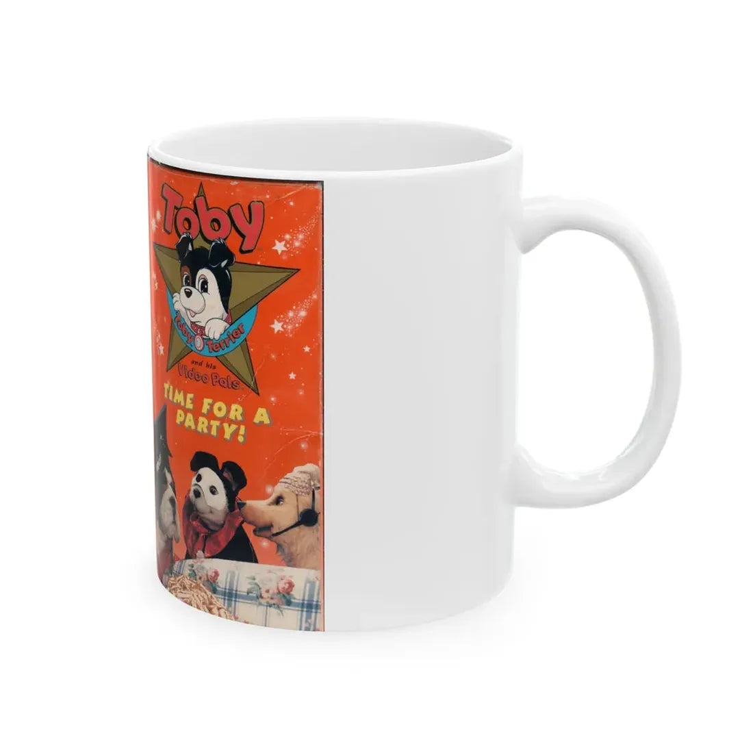 TOBY AND HIS VIDEO PALS TIME FOR A PARTY (VHS COVER) - White Coffee Mug - Go Mug Yourself