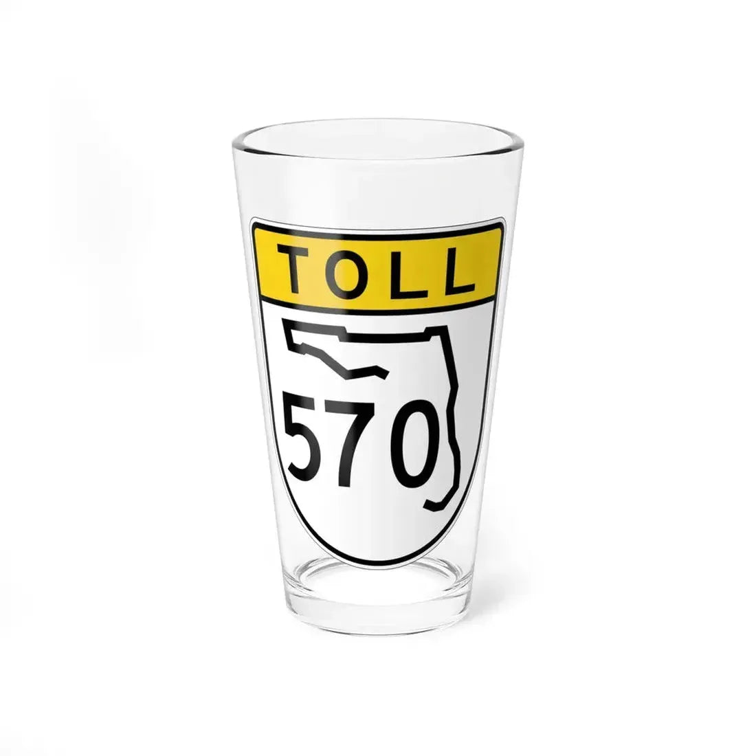 Toll Florida 570 (Florida) (Road Sign) Pint Glass 16oz 16oz - Go Mug Yourself