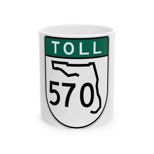 Toll Florida 570 old-green (Florida) (Road Sign) White Coffee Mug 11oz - Go Mug Yourself