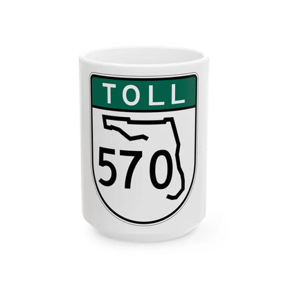 Toll Florida 570 old-green (Florida) (Road Sign) White Coffee Mug 15oz - Go Mug Yourself