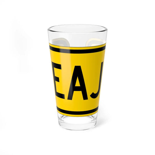 Toll plate yellow es (Puerto Rico) (Road Sign) Pint Glass 16oz 16oz - Go Mug Yourself