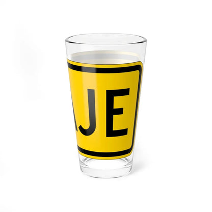 Toll plate yellow es (Puerto Rico) (Road Sign) Pint Glass 16oz - Go Mug Yourself
