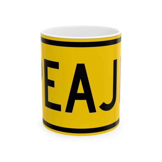 Toll plate yellow es (Puerto Rico) (Road Sign) White Coffee Mug 11oz - Go Mug Yourself