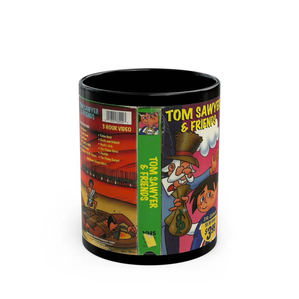 TOM SAWYER AND FRIENDS (VHS COVER) - Black Coffee Mug-11oz-Go Mug Yourself