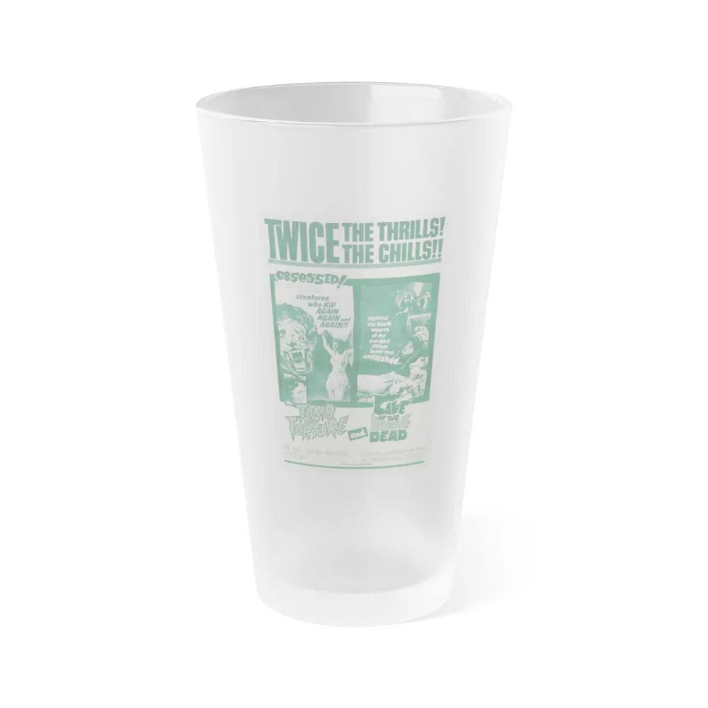 TOMB OF TORTURE + CAVE OF THE LIVING DEAD 1963 Movie Poster - Frosted Pint Glass 16oz-16oz-Frosted-Go Mug Yourself