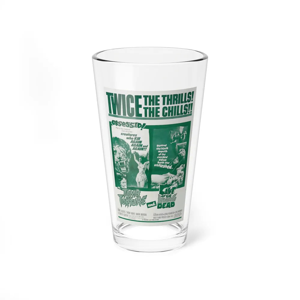 TOMB OF TORTURE + CAVE OF THE LIVING DEAD 1963 Movie Poster - Pint Glass 16oz-16oz-Go Mug Yourself