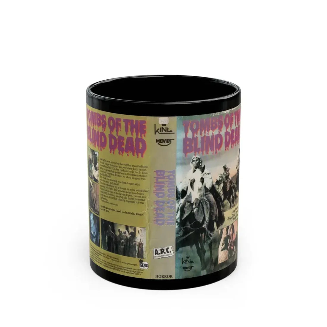 TOMBS OF THE BLIND ZOMBIES KING MOVIES (VHS COVER) - Black Coffee Mug 11oz - Go Mug Yourself