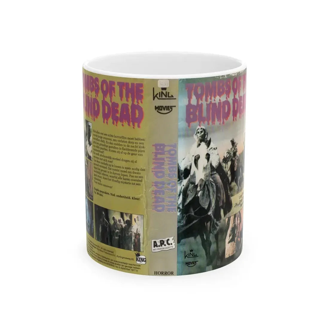TOMBS OF THE BLIND ZOMBIES KING MOVIES (VHS COVER) - White Coffee Mug 11oz - Go Mug Yourself