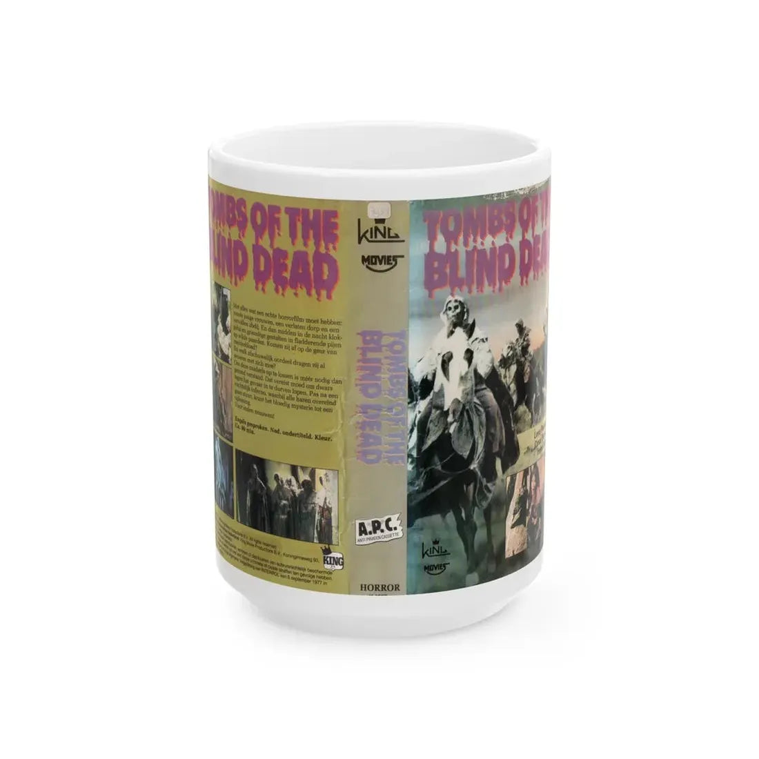 TOMBS OF THE BLIND ZOMBIES KING MOVIES (VHS COVER) - White Coffee Mug 15oz - Go Mug Yourself
