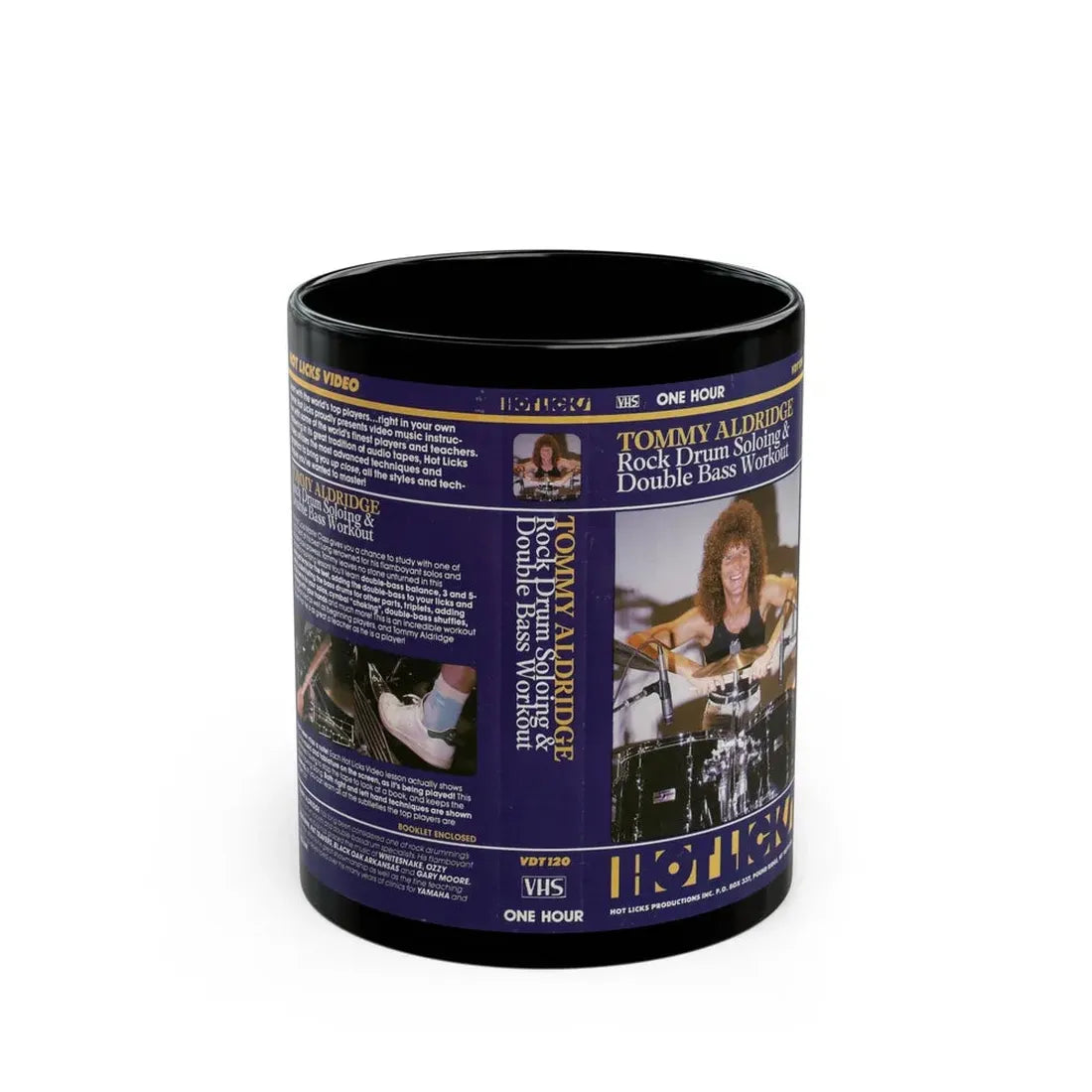 TOMMY ALDRIDGE HOT LICKS (VHS COVER) - Black Coffee Mug 11oz - Go Mug Yourself